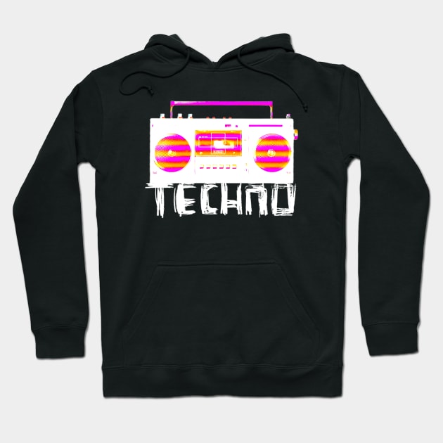 Music Vintage Techno Radio for Techno DJ Hoodie by badlydrawnbabe